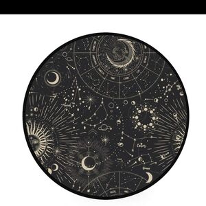 Black and Gold Celestial Round Rug